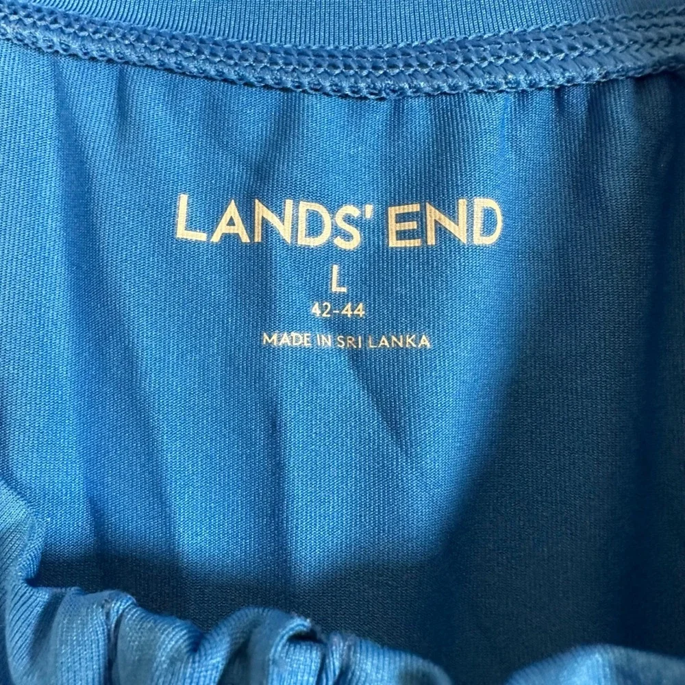 Lands End Mens Blue Gray Quarter Zip Short Sleeve Rash Guard Swim Shirt L 42-44